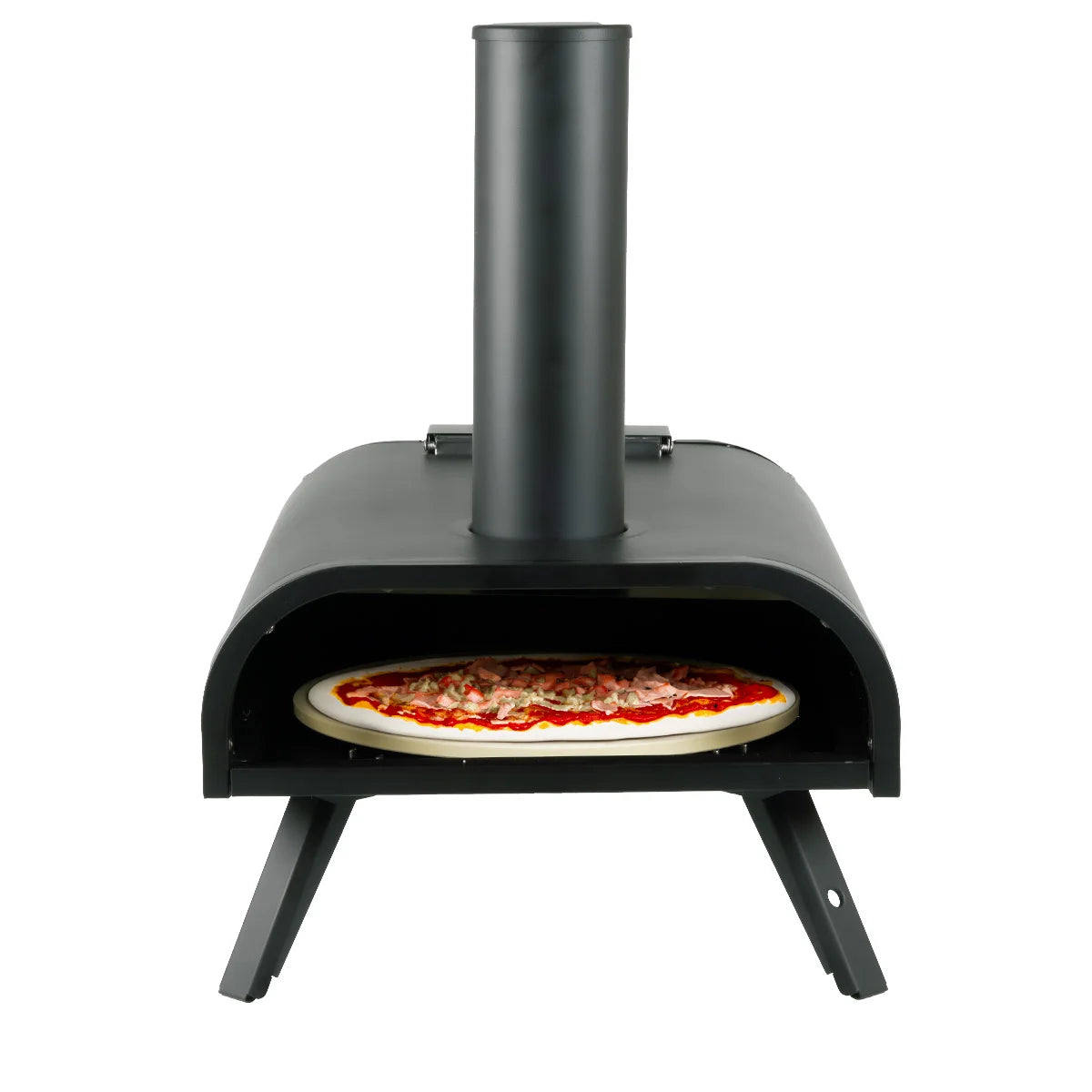 Horno de pizza portátil de leña y pellets de 13" (33 cm) con piedra y termómetro | iBiggoo