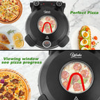 Horno de pizza portátil eléctrico de 12 pulgadas (30 cm) 1200 W hasta 420 °C | iBiggoo