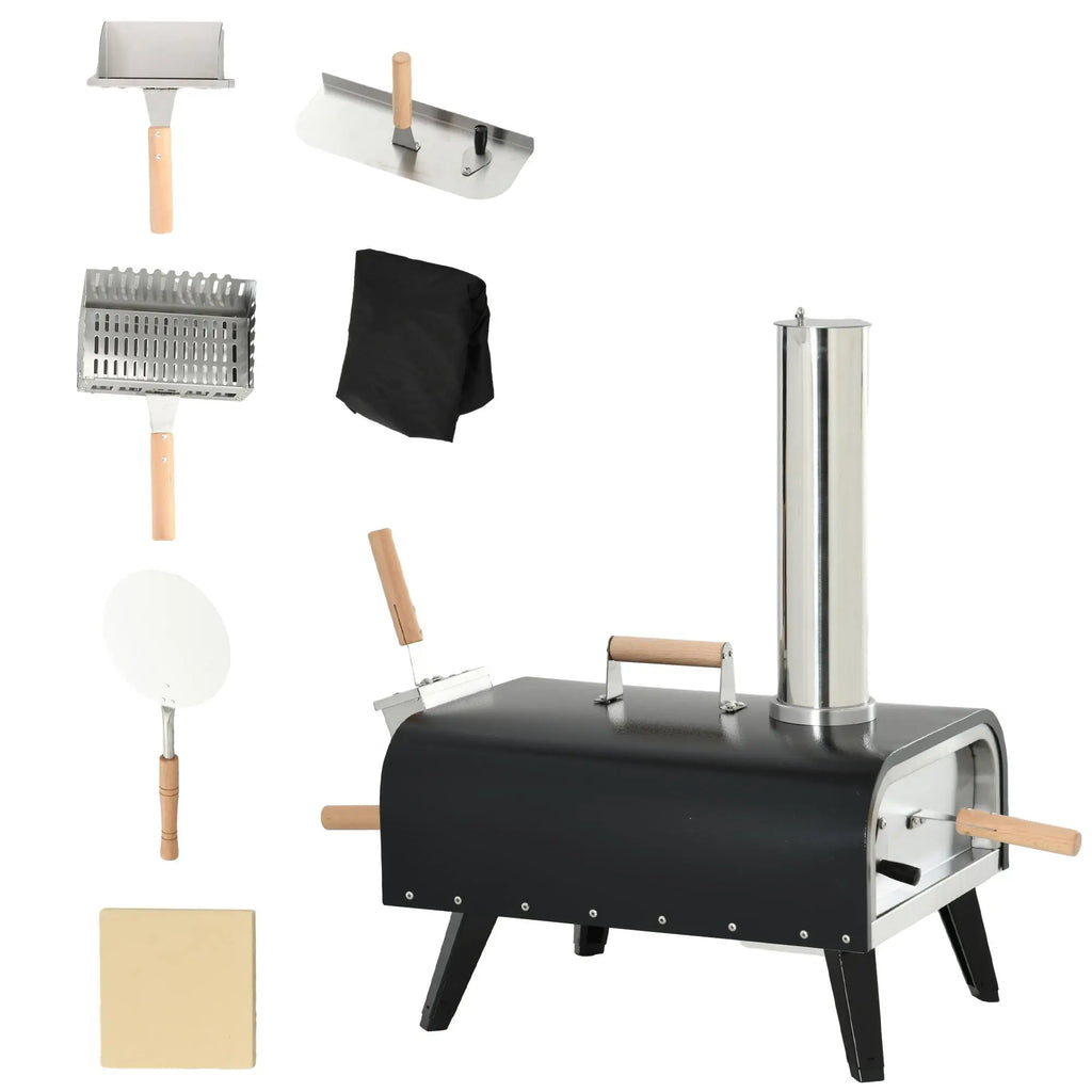 Horno de pizza de leña de 12 pulgadas (30 cm) con piedra y palas | iBiggoo