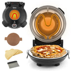 Horno de pizza portátil eléctrico de 12 pulgadas (30 cm) 1200 W hasta 420 °C | iBiggoo