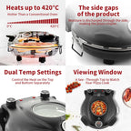 Horno de pizza portátil eléctrico de 12 pulgadas (32 cm) 1200 W hasta 420 °C | iBiggoo