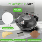 Horno de pizza portátil eléctrico de 12 pulgadas (30 cm) 1200 W hasta 420 °C | iBiggoo
