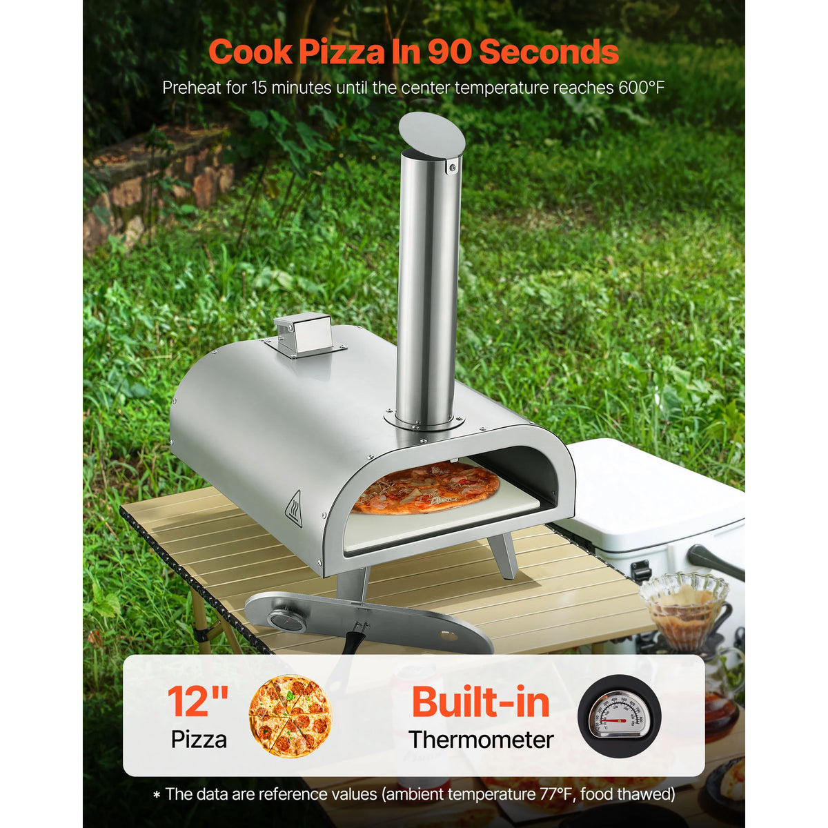 Horno de pizza portátil de 12 pulgadas de leña y pellets | iBiggoo