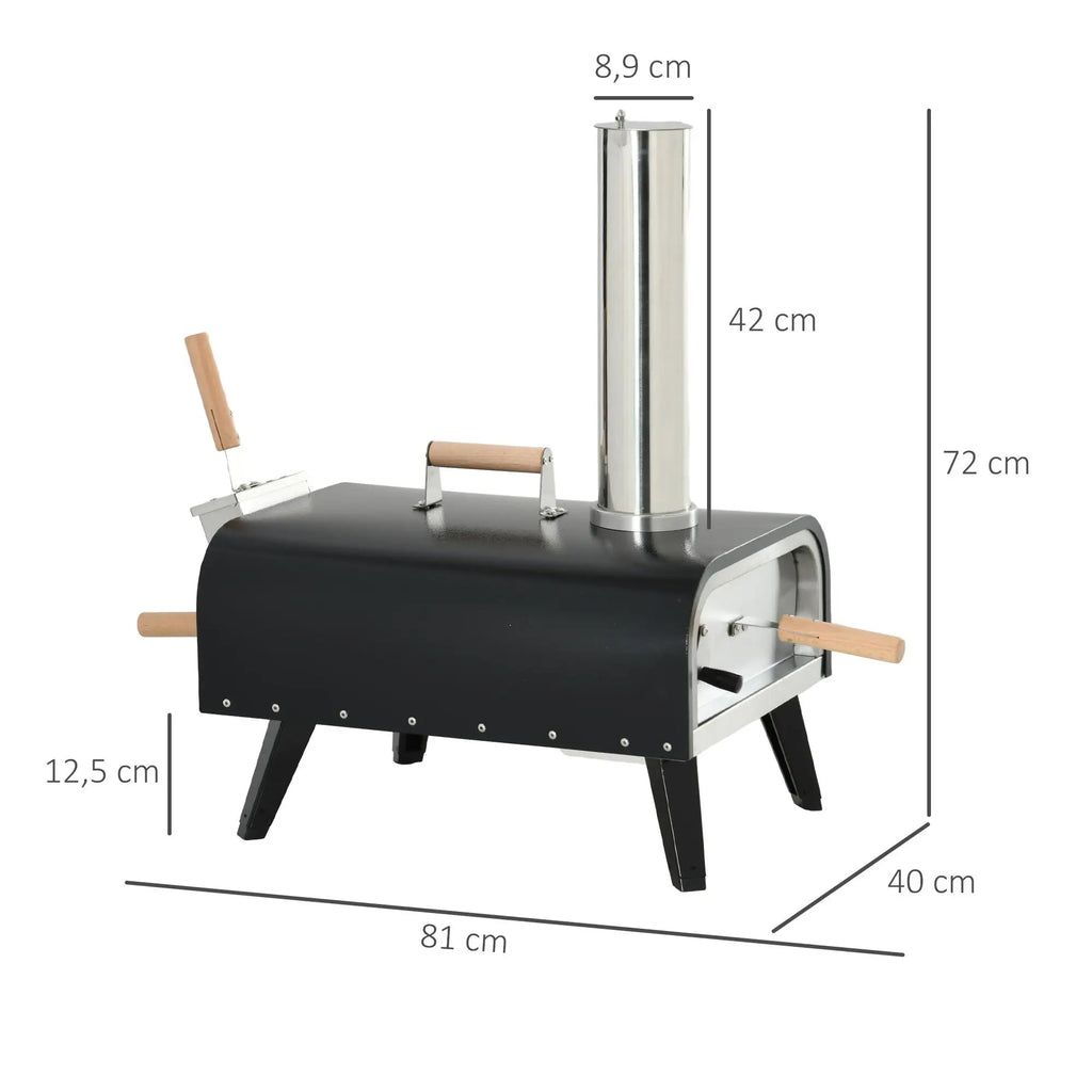 Horno de pizza de leña de 12 pulgadas (30 cm) con piedra y palas | iBiggoo