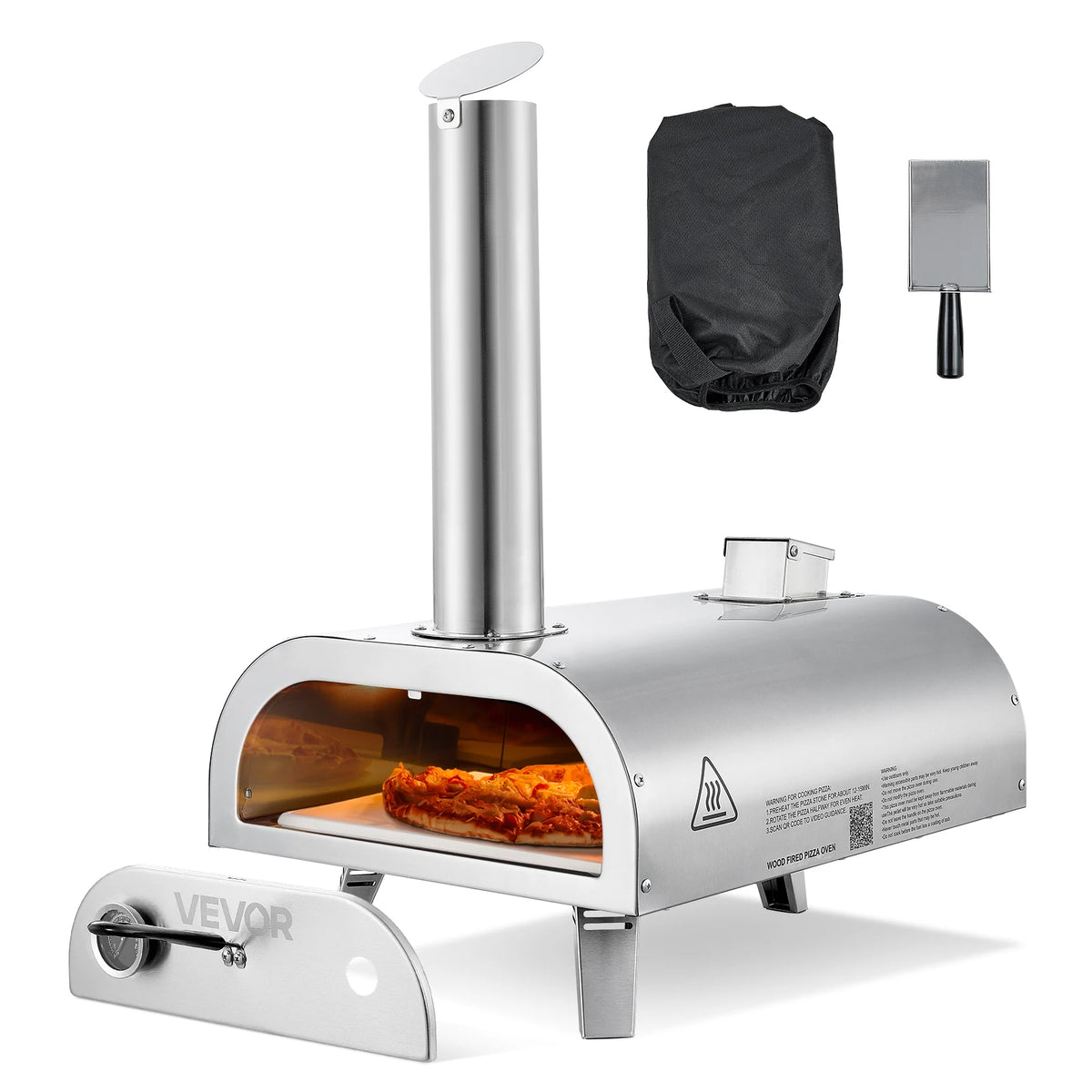 Horno de pizza portátil de 12 pulgadas de leña y pellets | iBiggoo